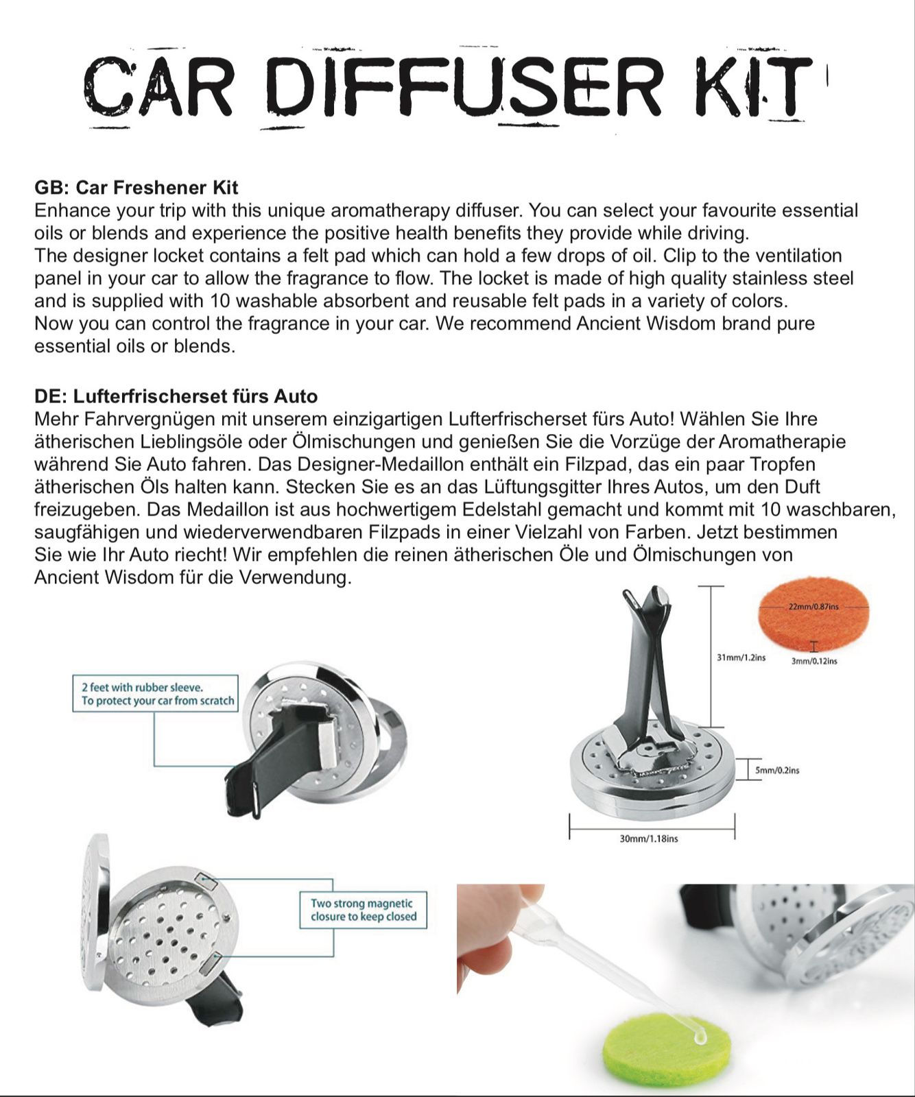 Kit difusor para coche - Hamsa - 30mm - Imagen 2