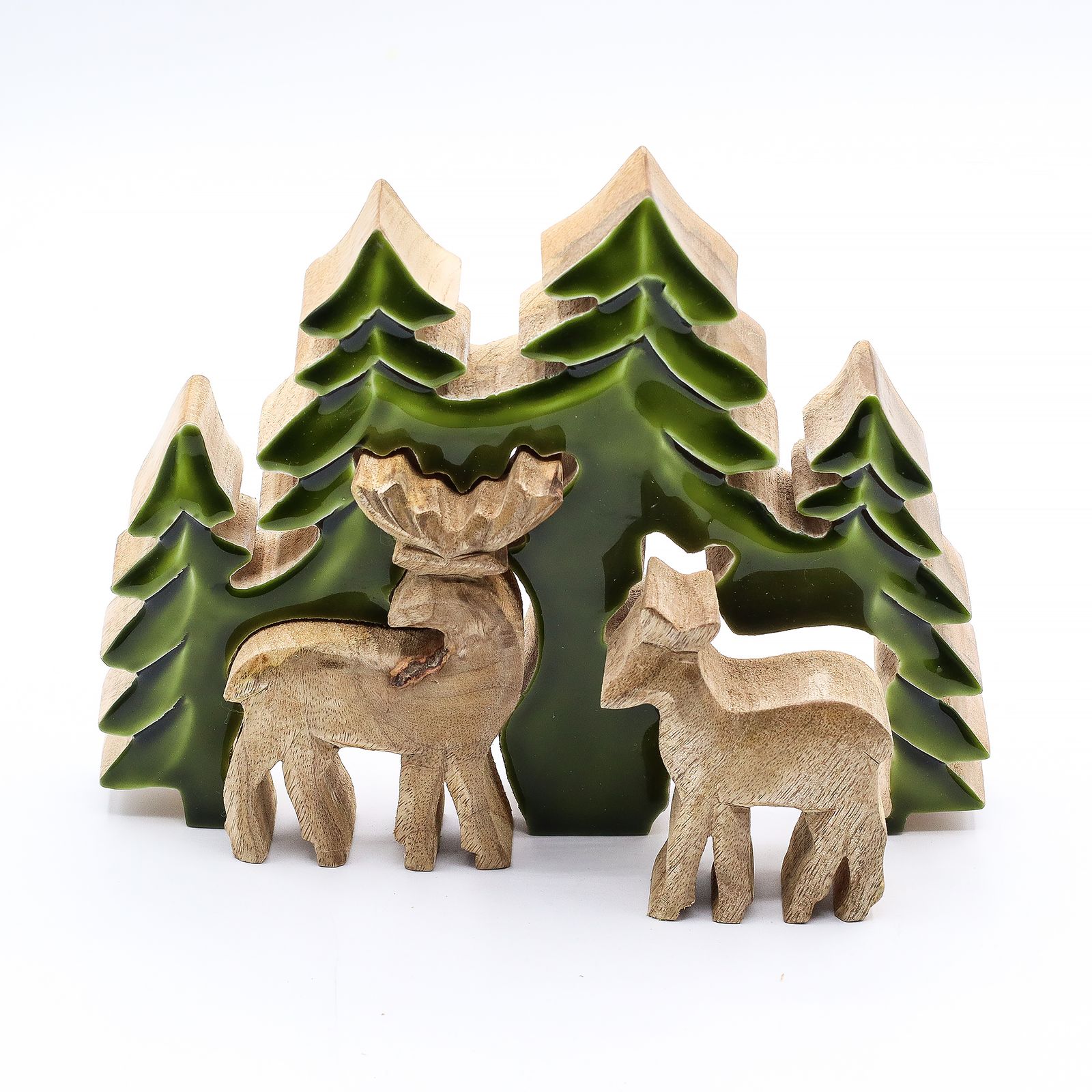 Perdido en el bosque - Dos ciervos en el bosque Decoración de madera 3D - 18x23cm - Imagen 9
