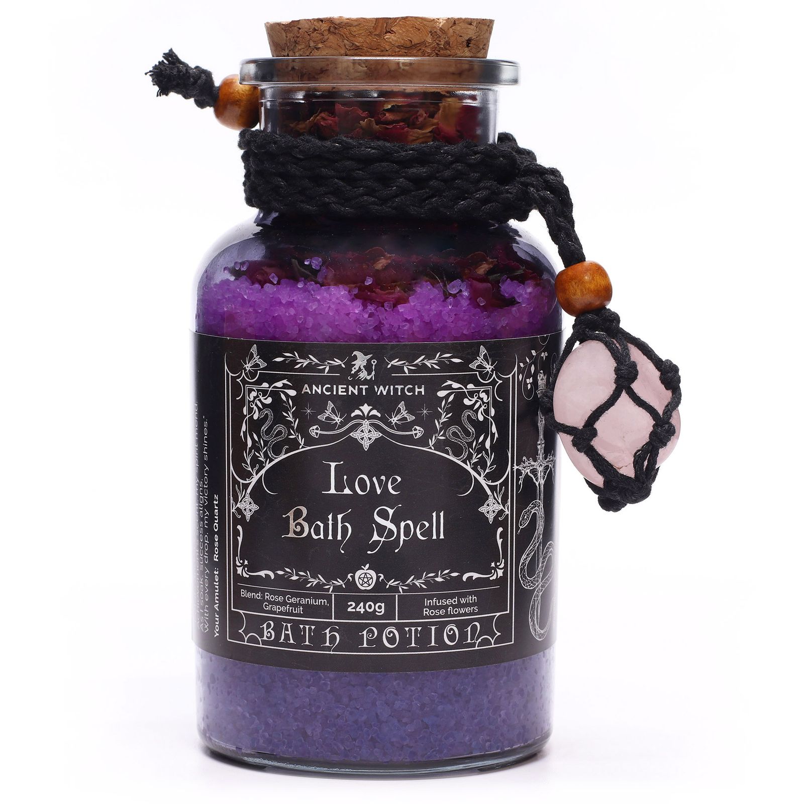 Antiguo hechizo de baño de bruja, poción y amuleto de cristal de cuarzo rosa - Amor - Imagen 2