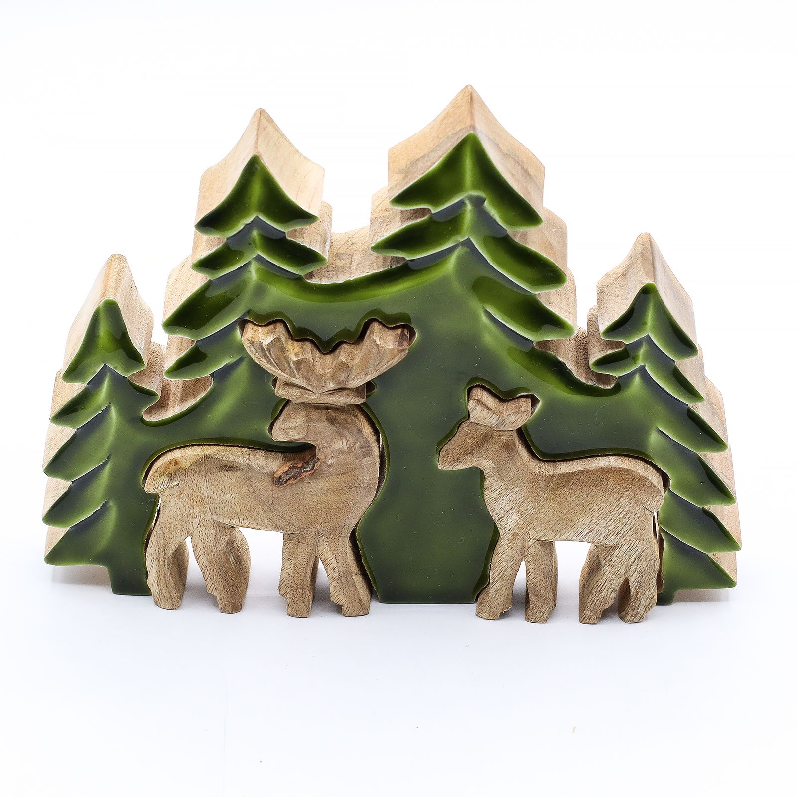 Perdido en el bosque - Dos ciervos en el bosque Decoración de madera 3D - 18x23cm - Imagen 4