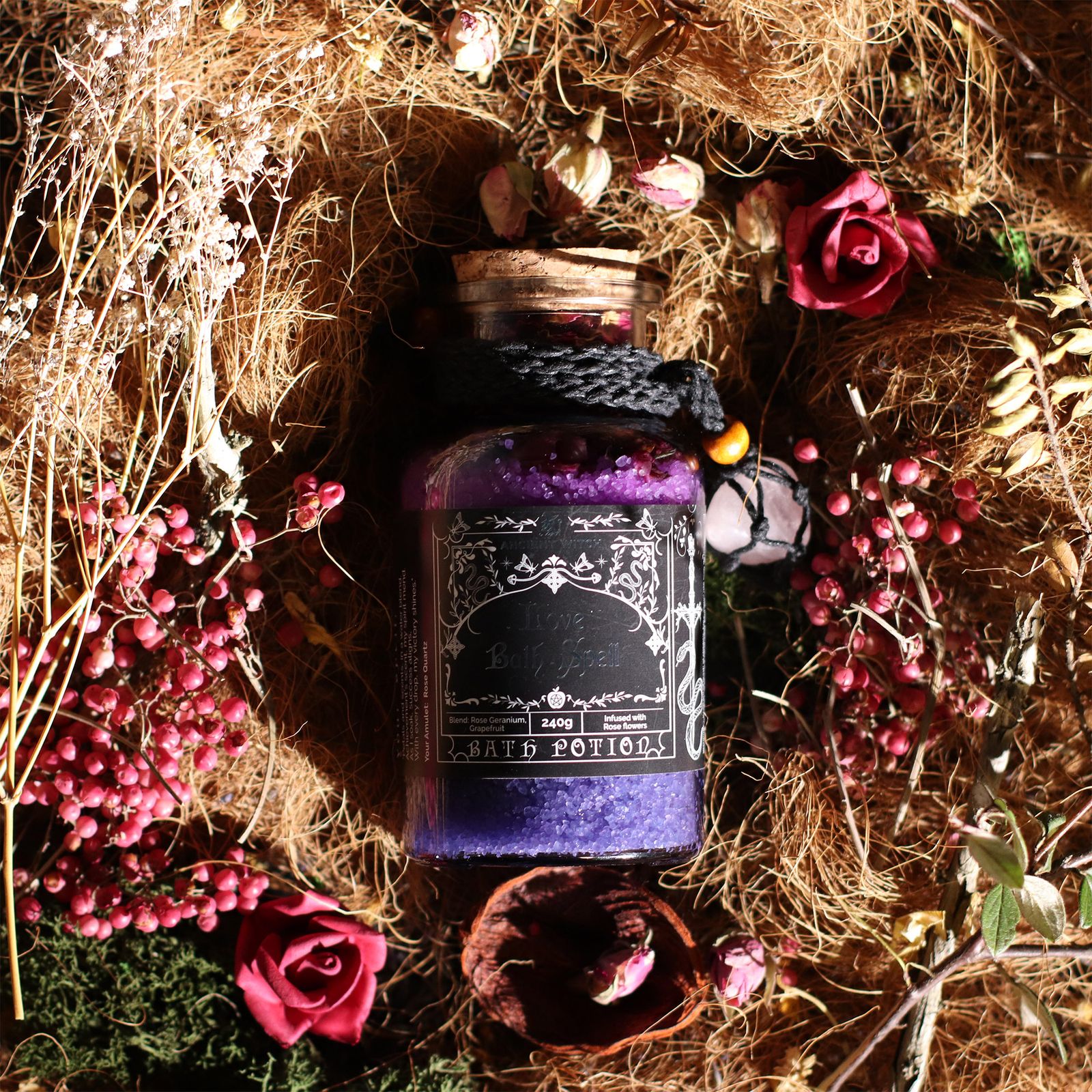 Antiguo hechizo de baño de bruja, poción y amuleto de cristal de cuarzo rosa - Amor - Imagen 11