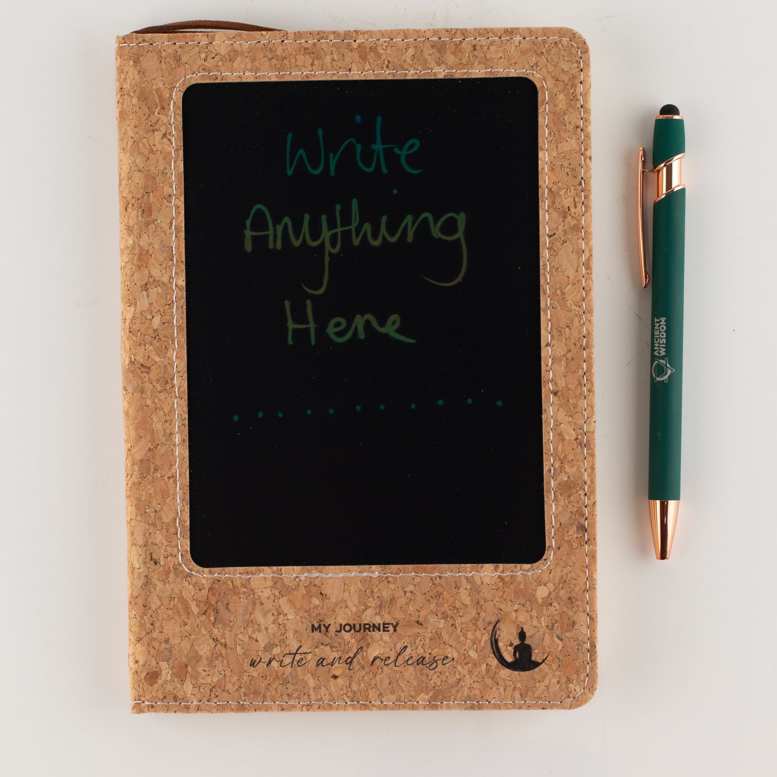 Cuaderno de notas A5 - pantalla LCD borrable - efecto cuero de corcho - 80 hojas - Imagen 7