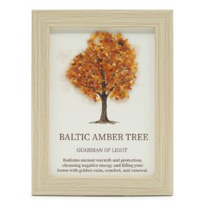 Cuadro de piedra preciosa - Árbol de la Vida - ámbar báltico (20x14.7x1cm)