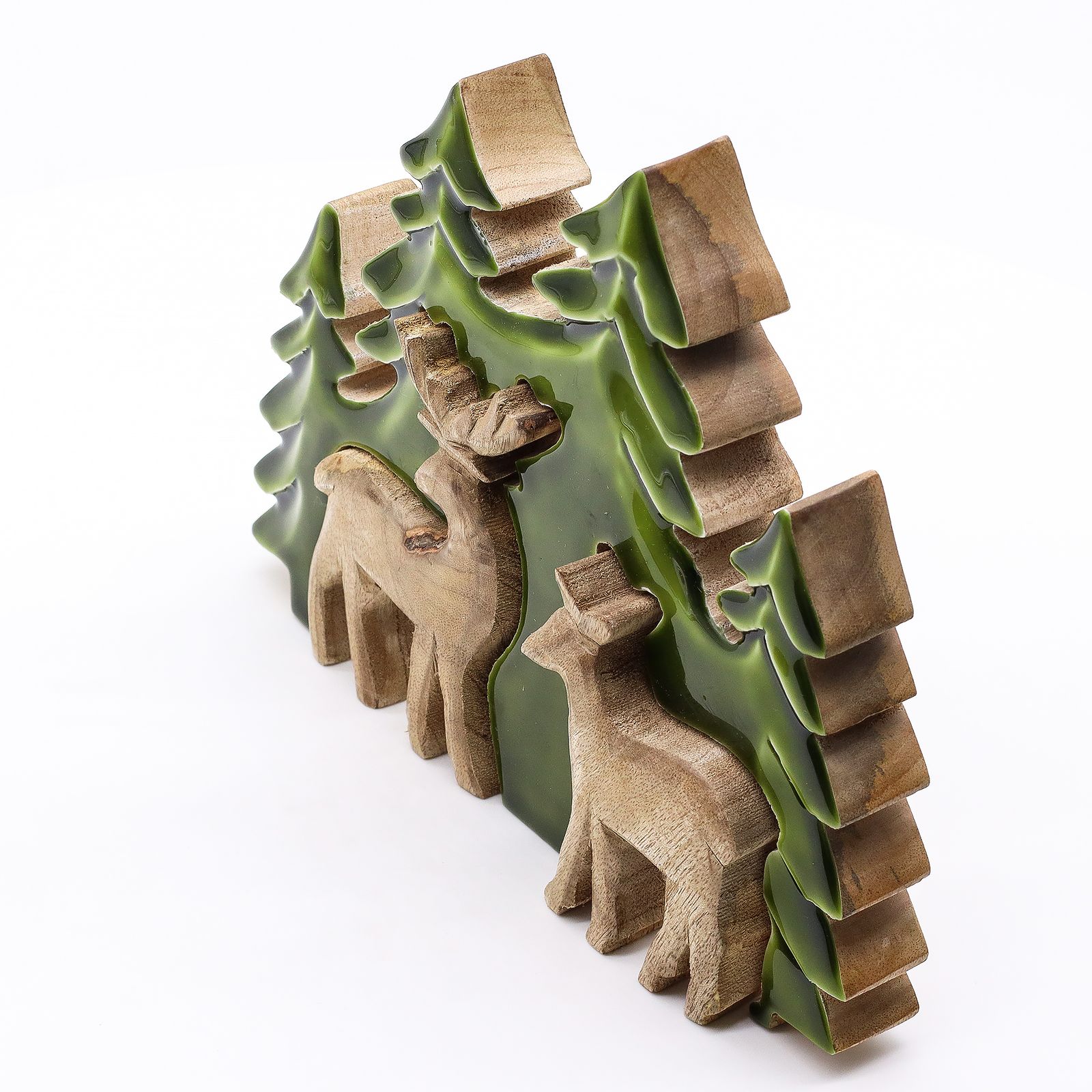 Perdido en el bosque - Dos ciervos en el bosque Decoración de madera 3D - 18x23cm - Imagen 5
