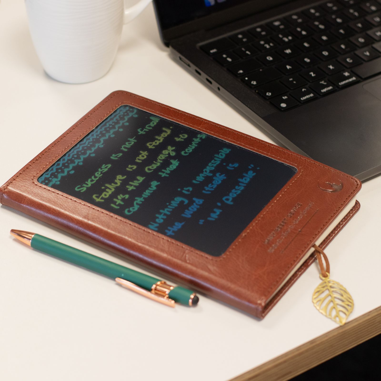 Cuaderno de notas A5 - pantalla LCD borrable - efecto cuero de corcho - 80 hojas - Imagen 9