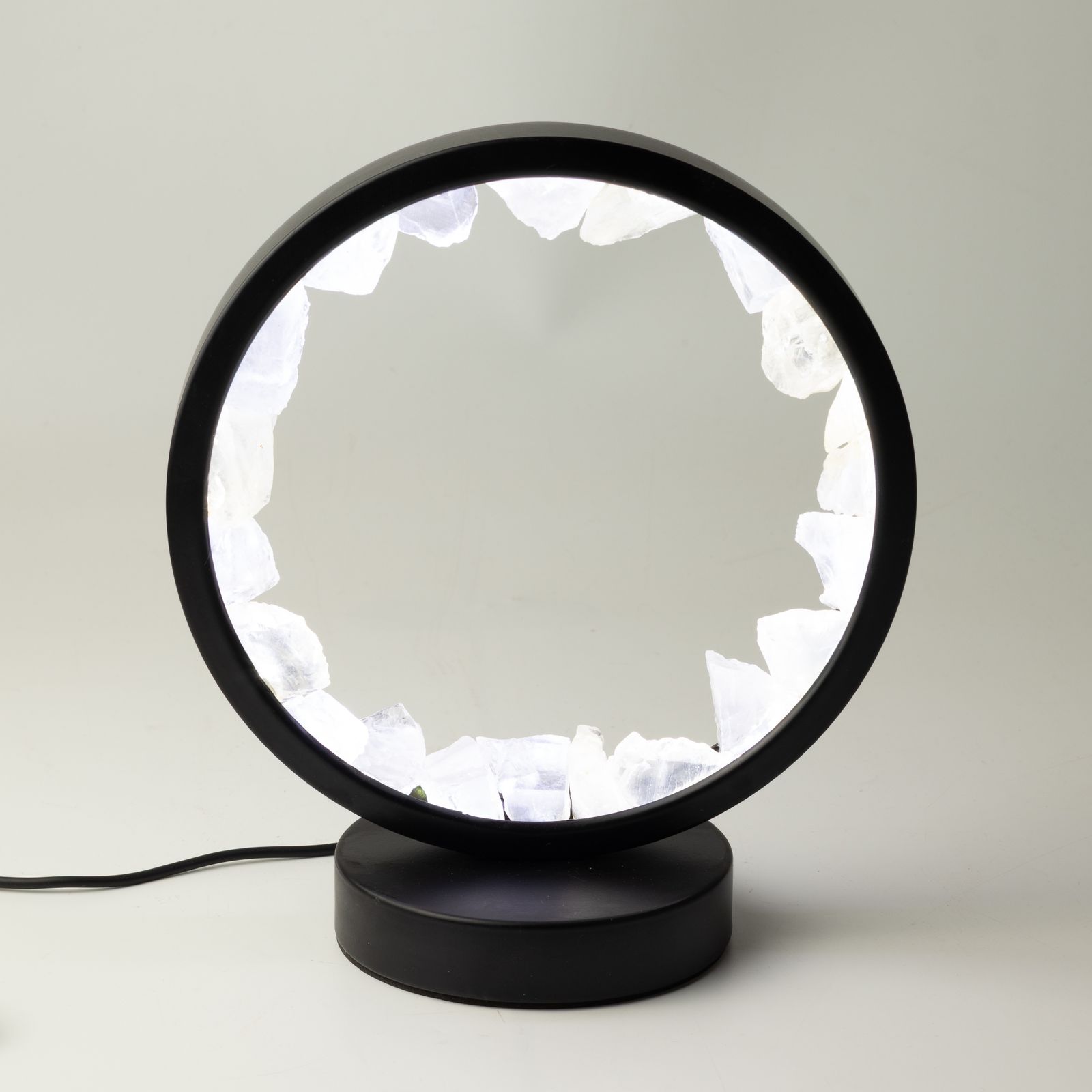 Lámpara con halo de gemas Mente Zen – Cuarzo transparente
