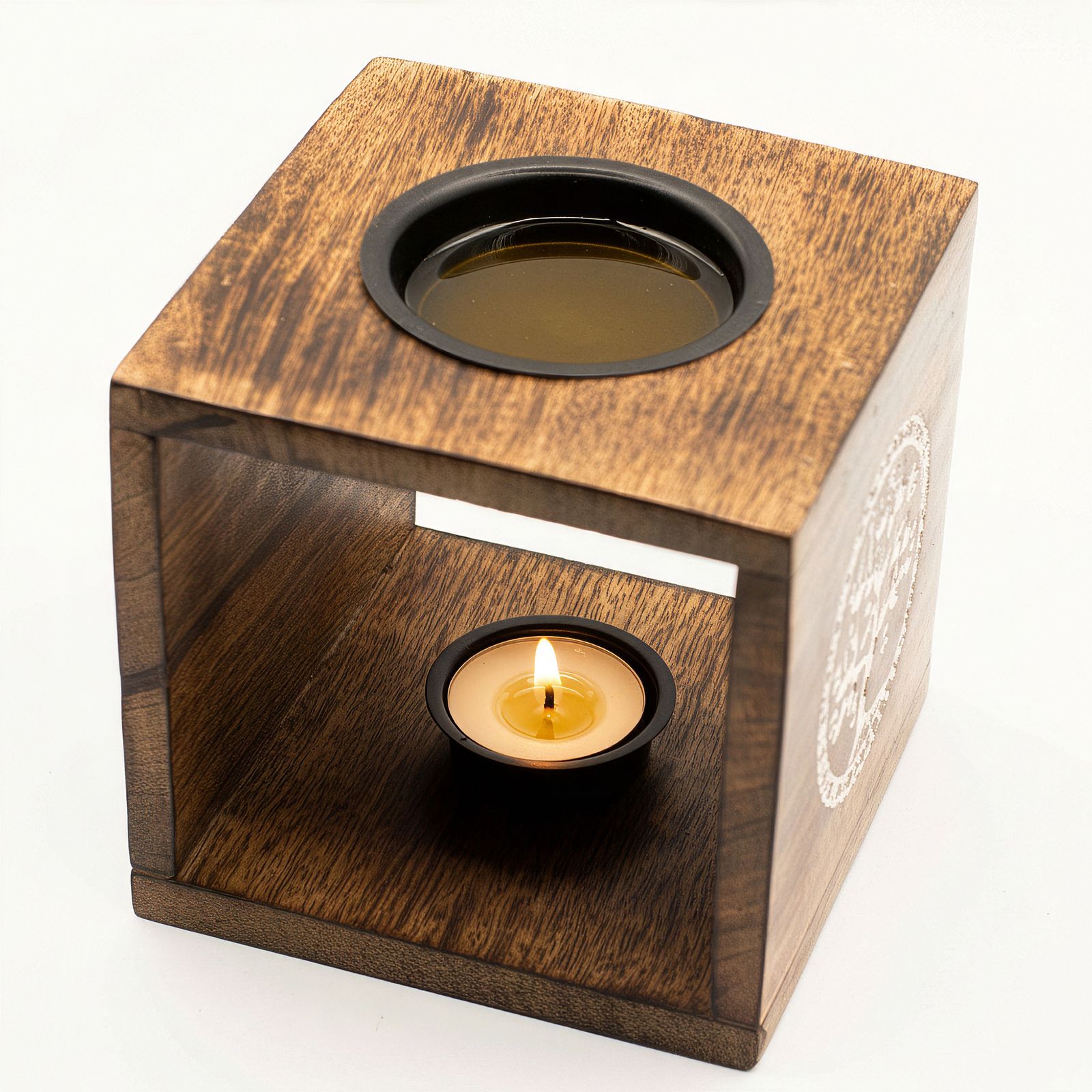 Quemador de aceite de madera de mango cuadrado grande - Pentágono - Imagen 4