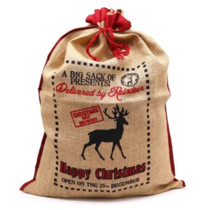 Saco de yute santa - Deliveried By Reindeer
