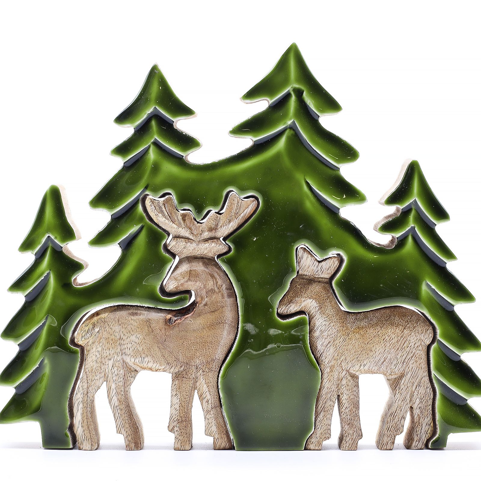 Perdido en el bosque - Dos ciervos en el bosque Decoración de madera 3D - 18x23cm - Imagen 8