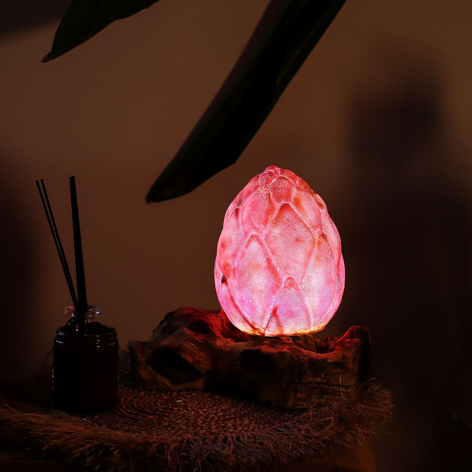Lámpara de Mesa con Pantalla Flor de Loto Craquelada – Púrpura - Imagen 6